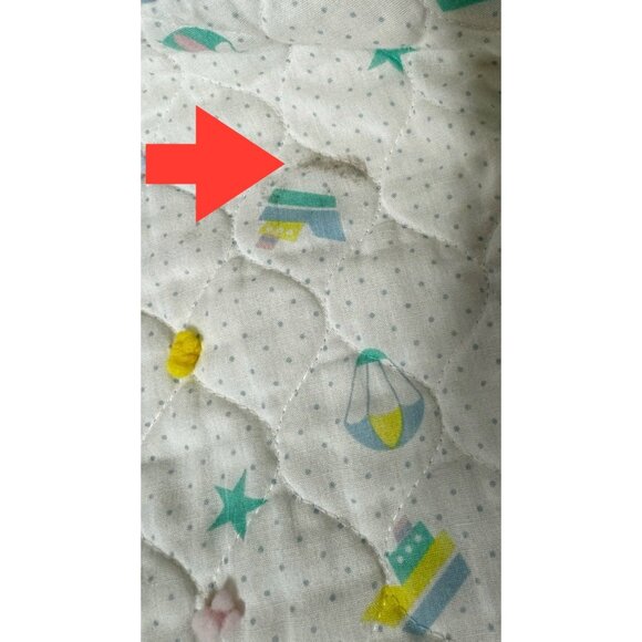 Handmade VTG Baby Blanket Blue Trim Stars and Boats Yellow Back Quilt - Picture 5 of 7